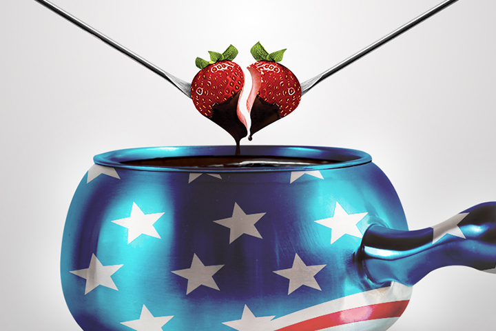 Fondue pot with the American Flag