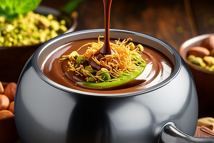 a pot of chocolate pudding