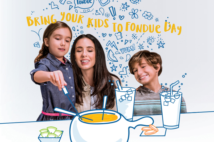 Image Text: Bring Your Kids to Fondue Day. Kids Eat Free Special at the Downers Grove, IL Melting Pot