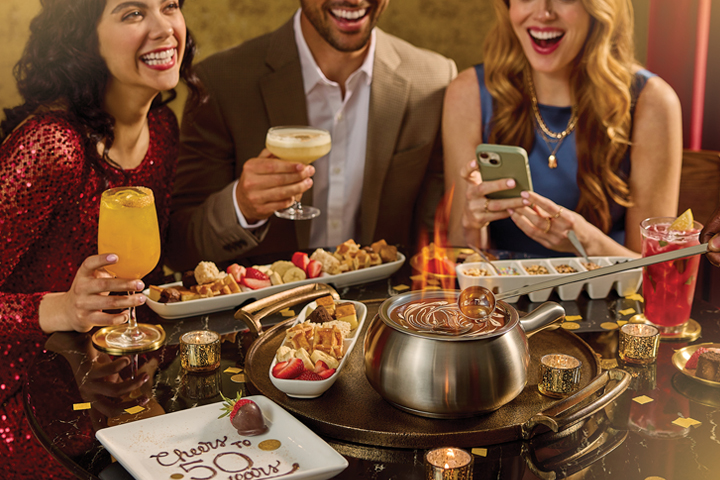 Guests with Flambéed Chocolate