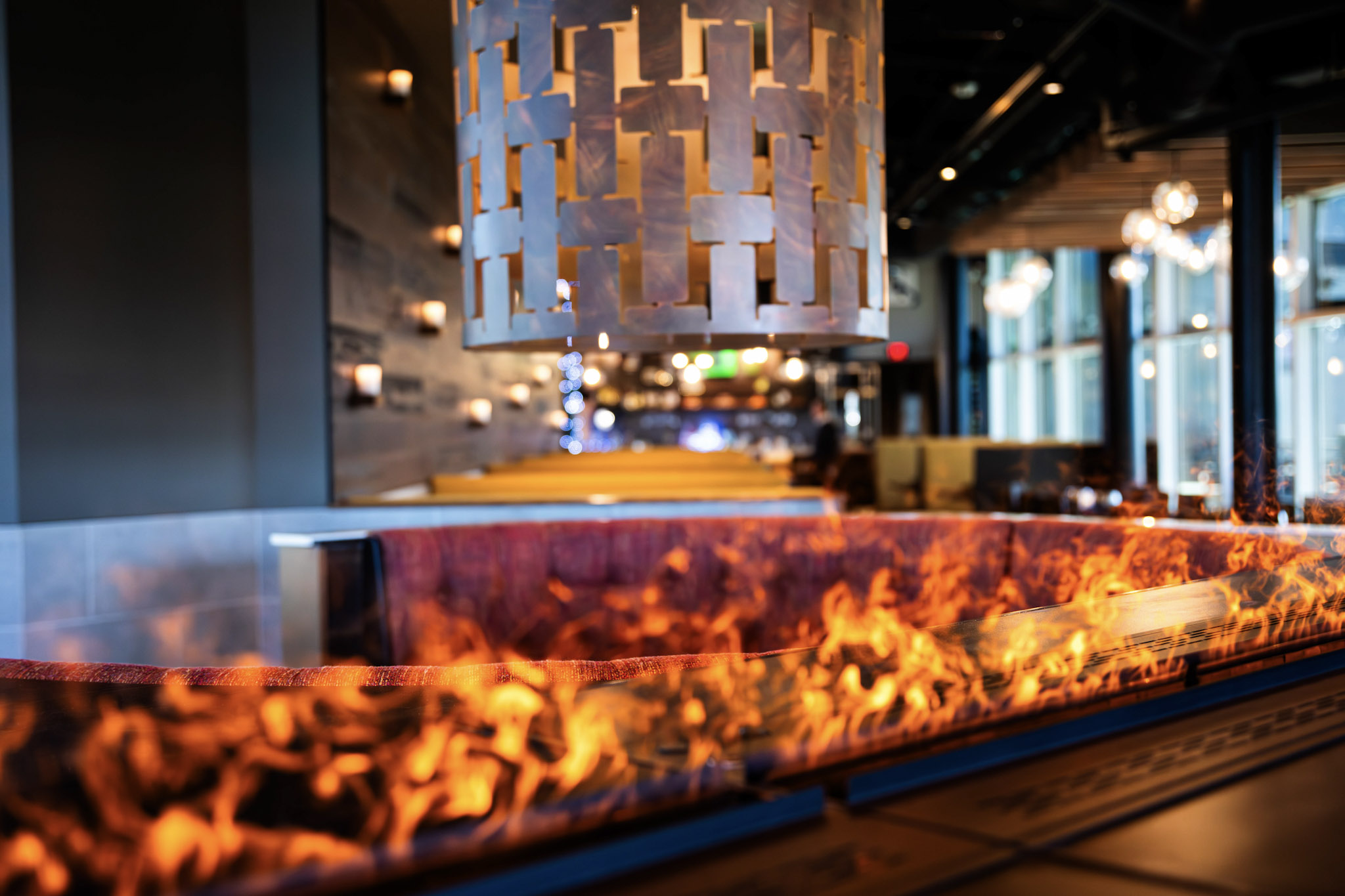 a fire in a fireplace